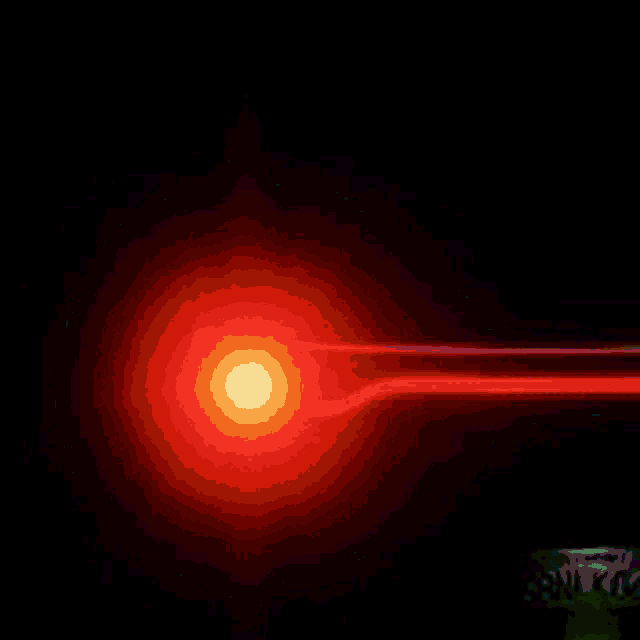 a yellow light is coming out of a black object