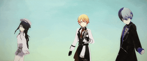 a group of anime characters standing next to each other