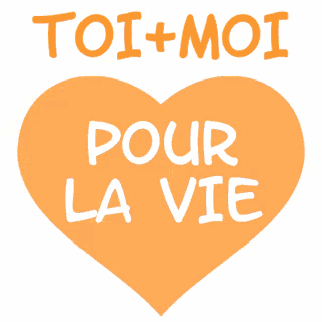 a cartoon girl is standing in front of a heart that says toi + moi our vie