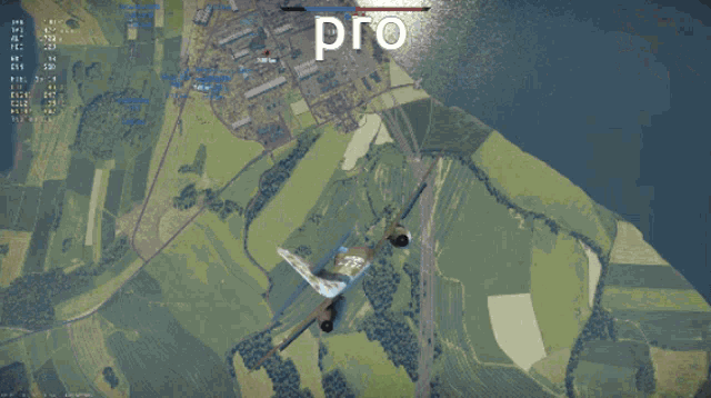 an aerial view of a city with the word pro visible