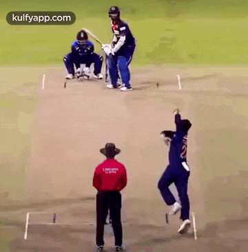 a group of cricket players are playing a game of cricket .