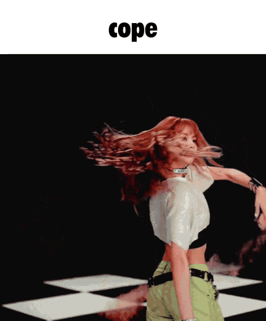 a picture of a woman dancing with the word cope below her