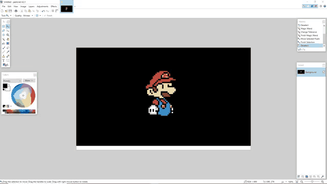 a computer screen shows a mario pixel art