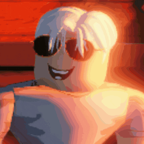 a pixelated image of a person wearing sunglasses