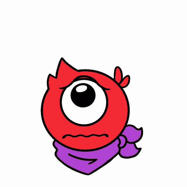 a cartoon character with a scarf around his neck and the word please written above it