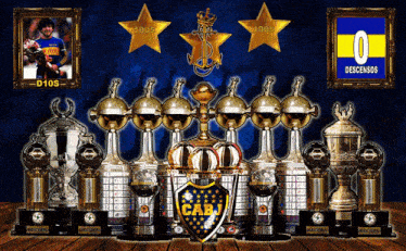 a display of trophies including one for cabj