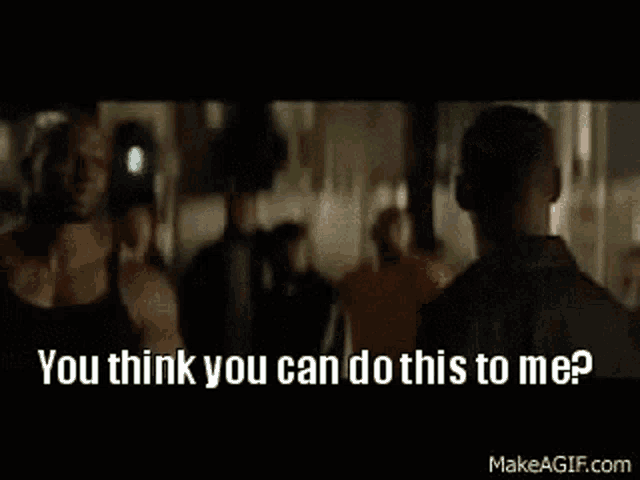 two men are standing next to each other and one of them is asking the other if he can do something to him .