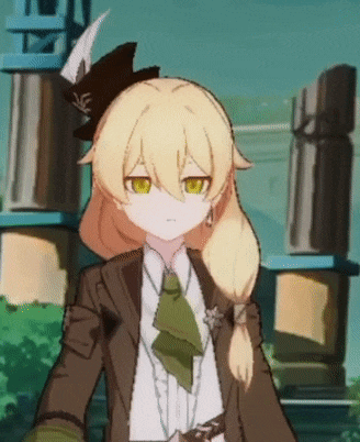 a girl with blonde hair and yellow eyes is wearing a brown jacket and tie .