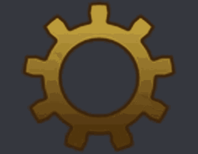 a gold gear with a circle in the middle on a gray background