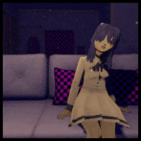 a girl in a white dress sitting on a couch