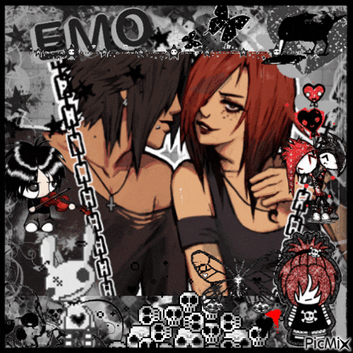 a picture of a boy and a girl with emo written on the top