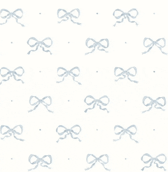 a seamless pattern of light blue bows and dots on a white background .