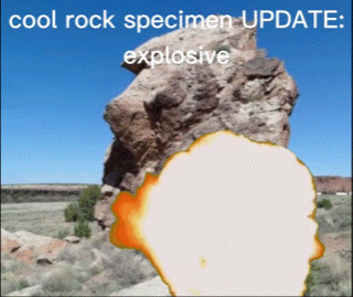 a picture of a rock with the words cool rock specimen update explosive