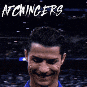 a close up of a man 's face with the words afckingers on the top