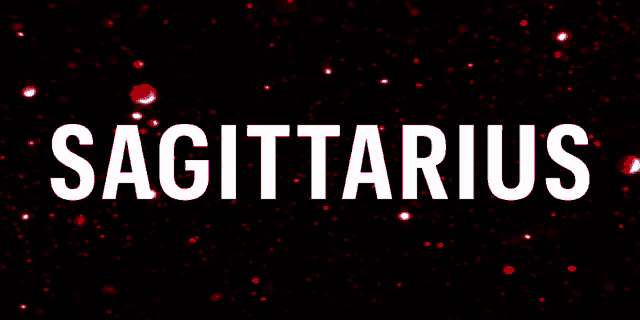 the word sagittarius is surrounded by red dots on a black background