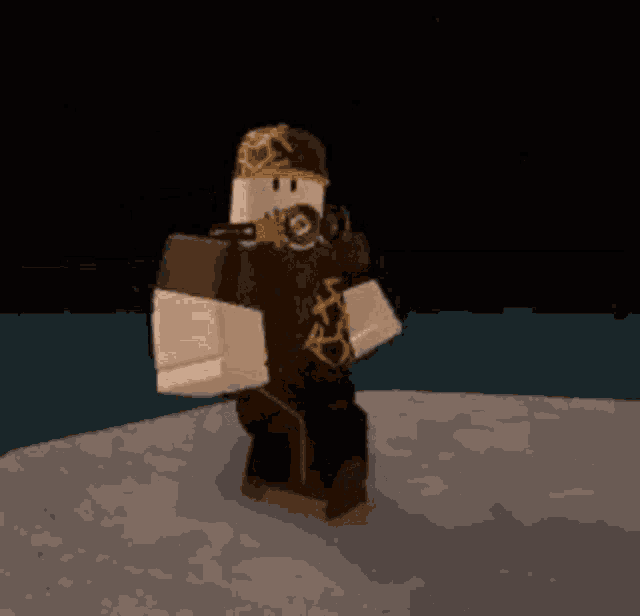 a roblox character is standing in the dark holding a sword