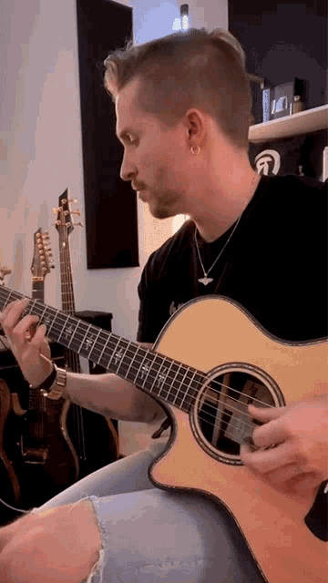 Playing My Acoustic Guitar Cole Rolland GIF - Playing My Acoustic Guitar Cole Rolland Strumming My Guitar GIFs