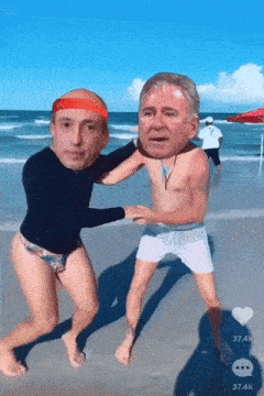 a picture of two men on the beach with 37.4k written on the bottom right