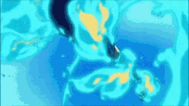 a painting of a blue and yellow background