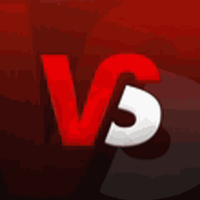 the letter v is red and the letter s is white on a black background .