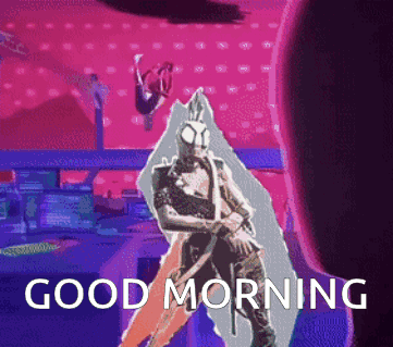 Good Morning Hobie Brown GIF - Good Morning Hobie Brown Spider Punk GIFs