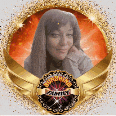 a picture of a woman in a gold circle with the words sunshine family on it