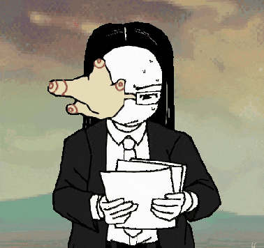 a black and white drawing of a man in a suit and tie holding a piece of paper
