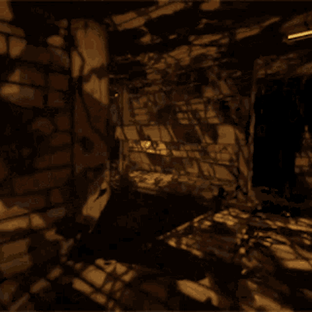 a dark room with a shadow of a person on the wall