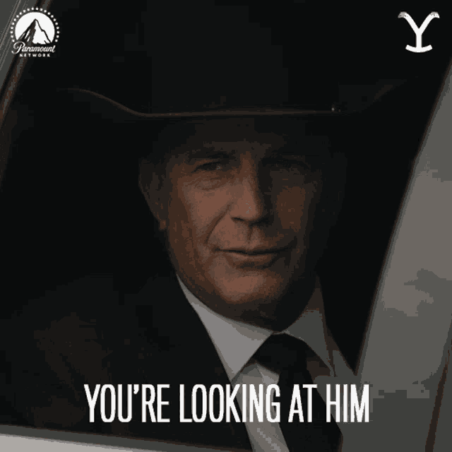 a man in a suit and tie says you 're looking at him in a paramount network ad