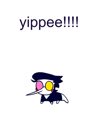 a cartoon drawing of a cat with the words yippee !!! written above it