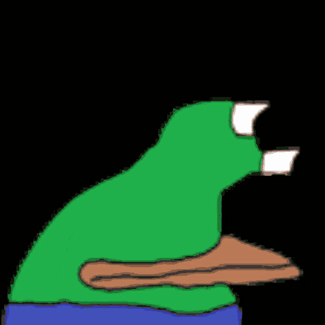 a green frog with a brown scarf around its mouth and eyes .