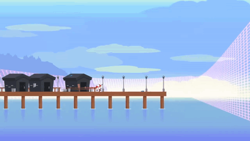 a cartoon drawing of a dock with a light coming out of the bottom