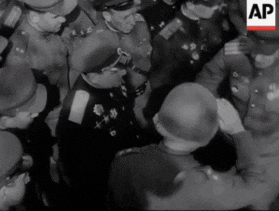 a black and white photo of a group of soldiers with the letters ap on the bottom