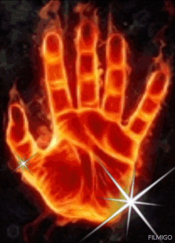 a fire hand with a star in the middle