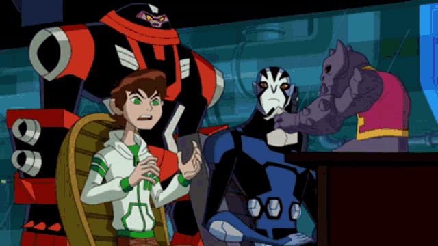 a group of cartoon characters are standing around a table with the number 88 on it