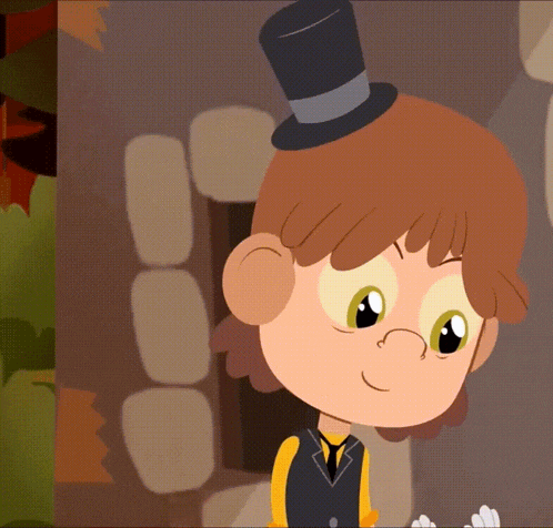 a cartoon character with a top hat on