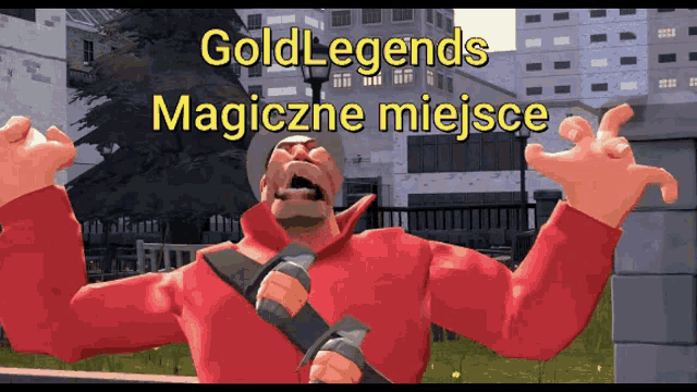 gold legends magiczne miejsce is written above a cartoon man