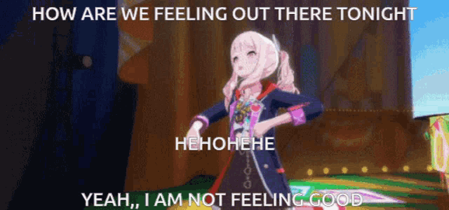 a cartoon of a girl dancing with the caption how are we feeling out there tonight