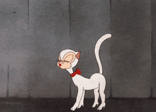 a cartoon cat wearing high heels and a bow tie is walking on the street .