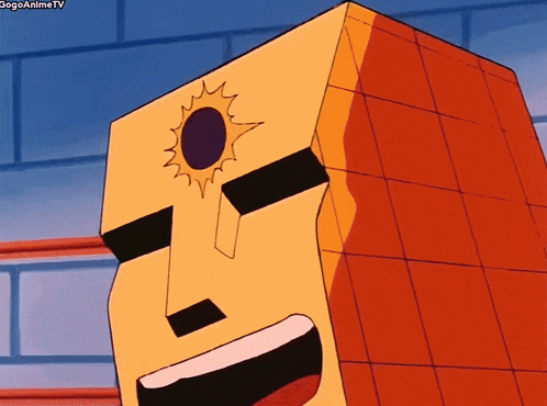 a cartoon of a man with a sun on his forehead is being displayed on gogoanime tv