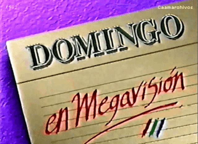 a piece of paper that says domingo en megavision iii on it