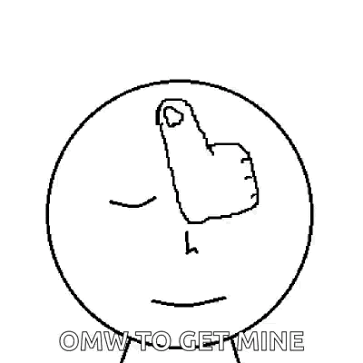 a black and white drawing of a person 's face with a cross on it and the words `` omw to get mine '' .