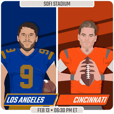 an advertisement for the los angeles vs cincinnati football game