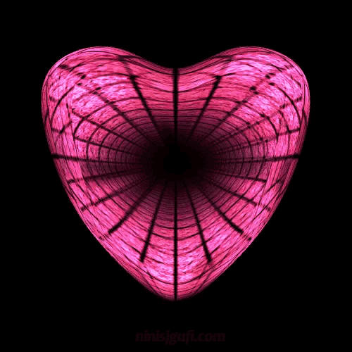 a pink heart with a black background and the website ninisiugi.com
