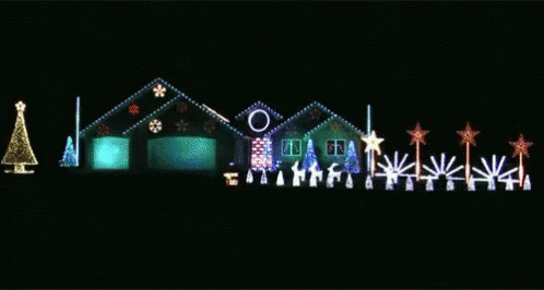 Christmas Lights - Decorated House GIF