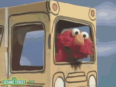 Elmo Driving Bus Dgaf GIF - Elmo Sesame Street Bus GIFs