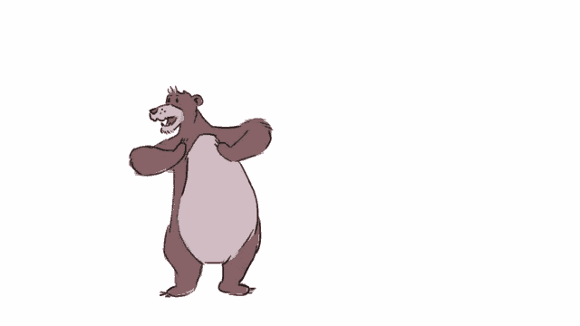 a cartoon bear is standing with its arms outstretched