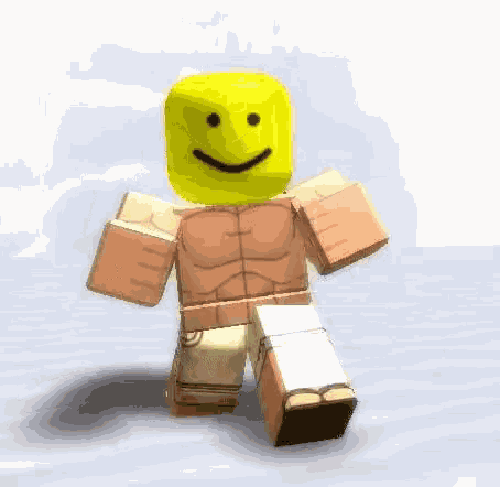 a roblox character with a yellow head and a smiley face