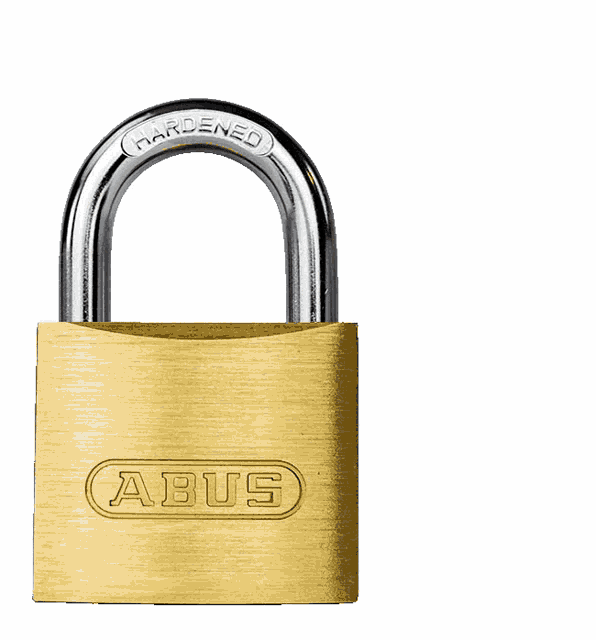 a brass abus padlock with a chrome hook on a white background