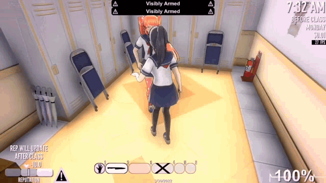 a screenshot of a video game shows two girls standing next to each other